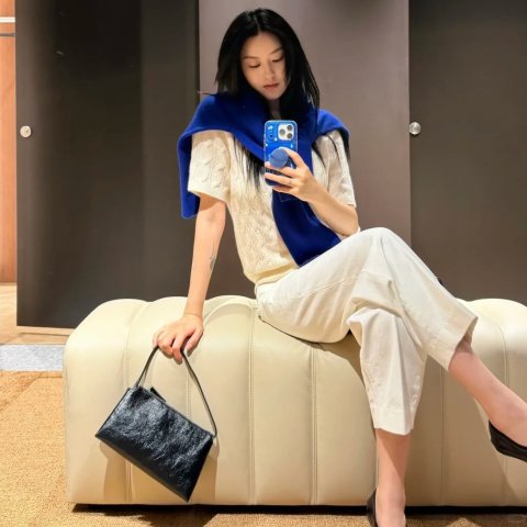 COS羊绒麻花短袖