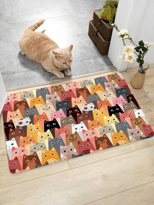 Cartoon Cat Pattern Floor Mat