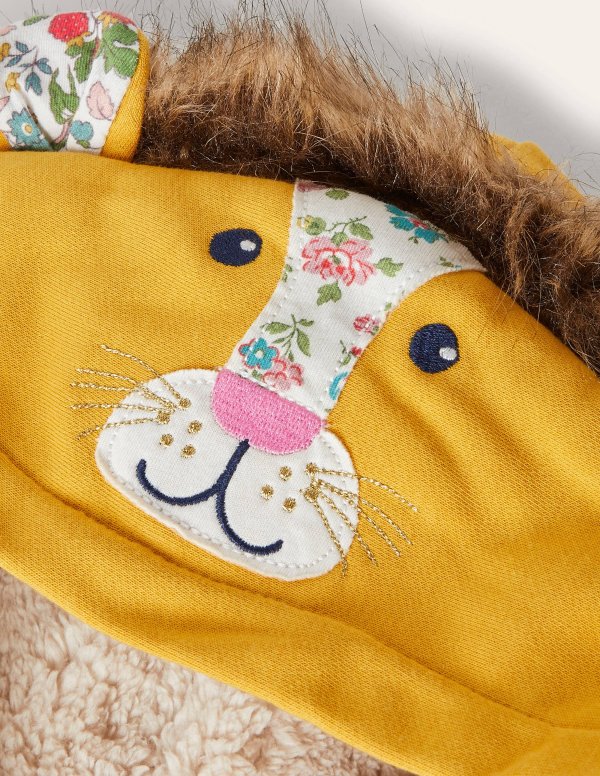 Fun Shaggy-lined Hoodie - Honeycomb Yellow Lion | Boden US