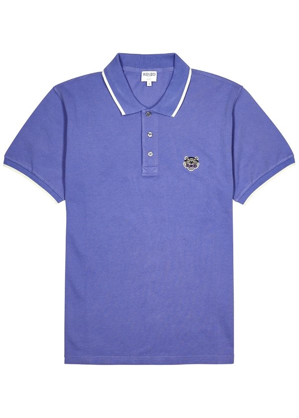 Purple pique cotton polo shirt