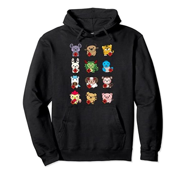Cute Chinese Zodiac Animal Signs Lunar New Year Gift Pullover Hoodie