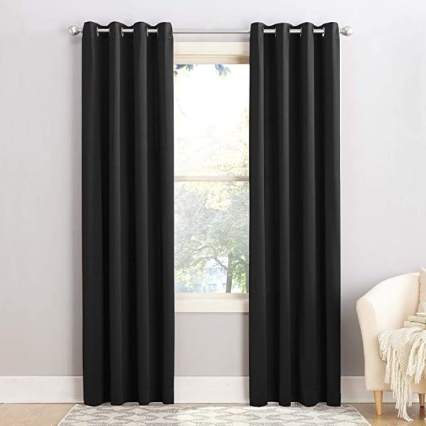 Barrow Energy Efficient Grommet Curtain Panel, 54" x 84", Black