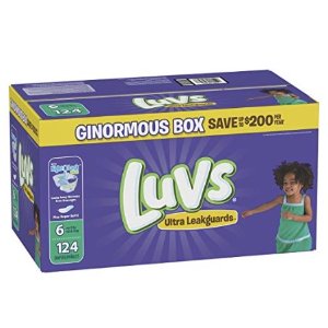 Luvs Ultra Leakguards Disposable Diapers, Size 6, 124 Count, ONE Month Supply @ Amazon