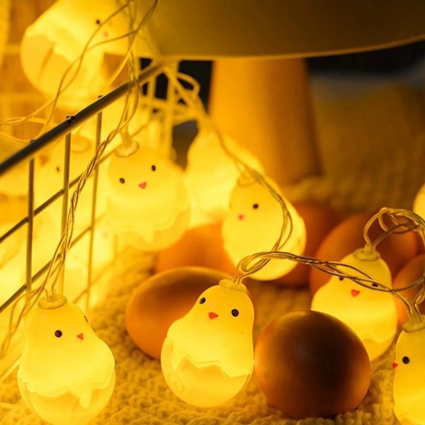 1set Easter Led Cracked Egg String Lights, Party Decoration Egg Shaped Colorful Lights, Party Background Ambiance Lighting