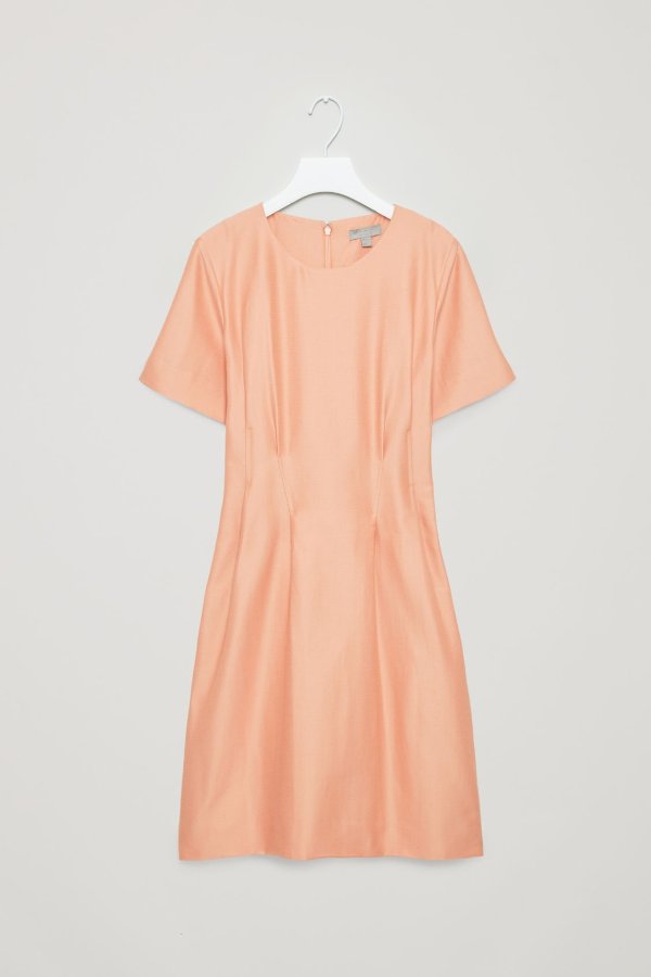 PLEATED-WAIST DRESS - Coral - Dresses - COS US