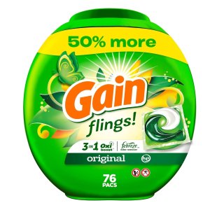 Gain flings Laundry Detergent Soap Pacs HE Compatible 76 Count