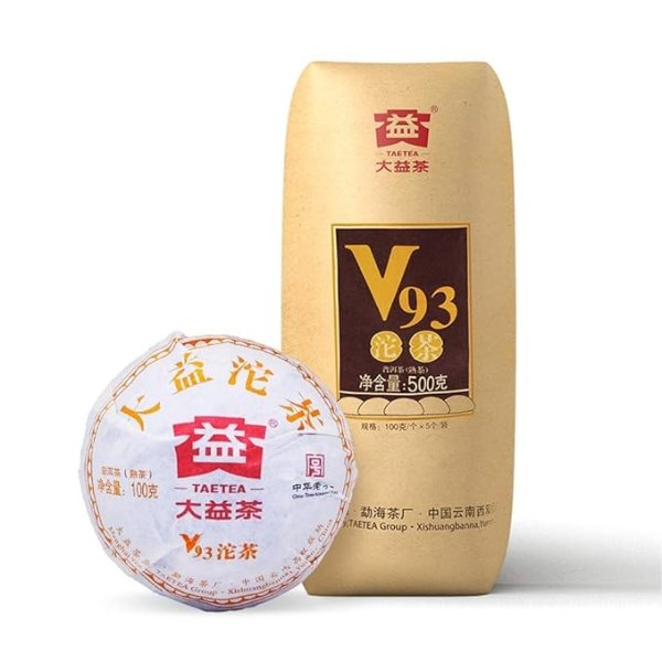 Classic V93 Premium Ripe Puerh Tea Tuo Cha, 3.53oz (Pack of 5) Aged Fermented Pu-erh Pu'er Tea Cake Black Tea for Daily Drink and Gift 17.64oz / 500g
