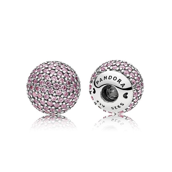Pave Open Bangle Caps, Pink CZ|PANDORA Jewelry US