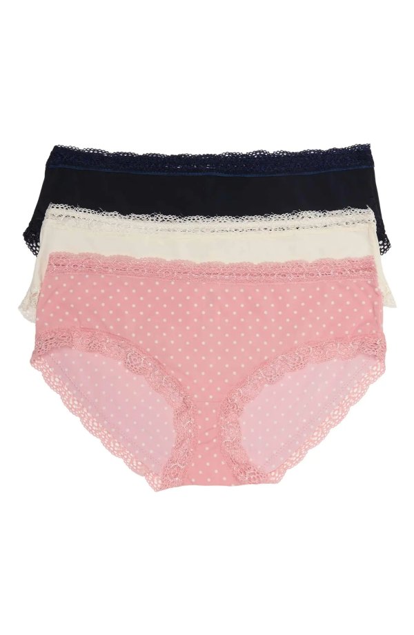 3-Pack Micro Lace Waist Hipster Panties