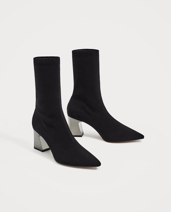 STRETCH FABRIC HIGH HEEL ANKLE BOOTS Details
