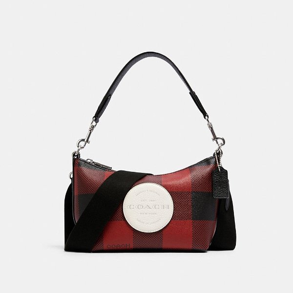 Dempsey Shoulder Bag With Buffalo Plaid Print and Coach Patch