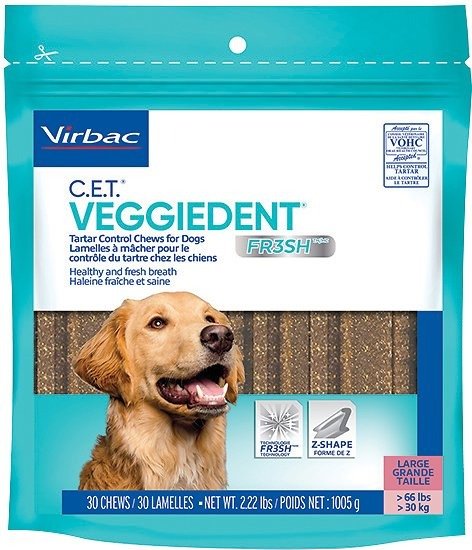 C.E.T. VeggieDent Fr3sh Tartar Control Dog Chews, Large, 30 count - Chewy.com