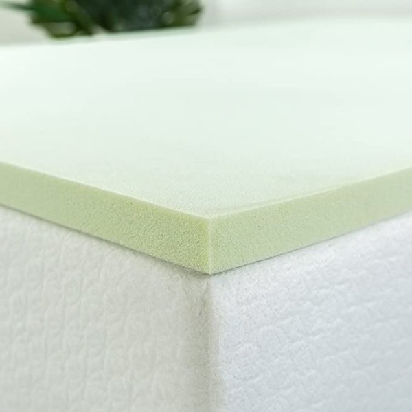 1.5 Inch Green Tea Memory Foam Mattress Topper / Pressure-Relieving Layers / CertiPUR-US Certified, Twin