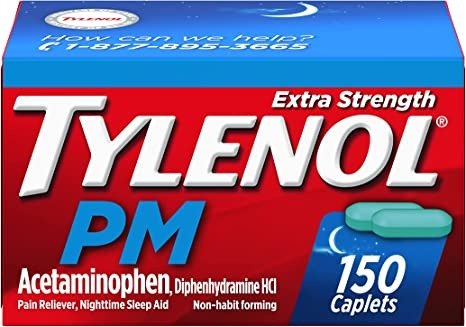 PM Extra Strength Nighttime Pain Reliever & Sleep Aid Caplets, 500 mg Acetaminophen & 25 mg Diphenhydramine HCl, Relief for Nighttime Aches & Pains, Non-Habit Forming, 150 ct