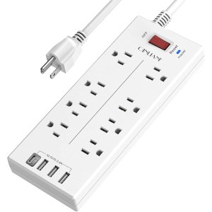 QINLIANF Surge Protector with 8 Outlets and 4 USB Ports