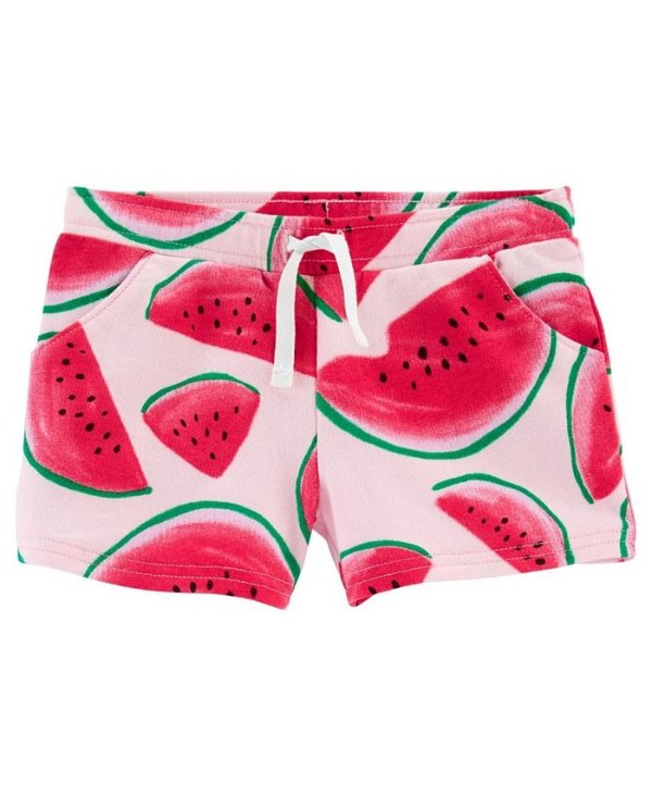 Baby Girls Watermelon Pull-On French Terry Shorts