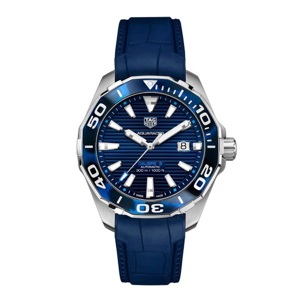 Aquaracer 男士蓝色皮革表带手表