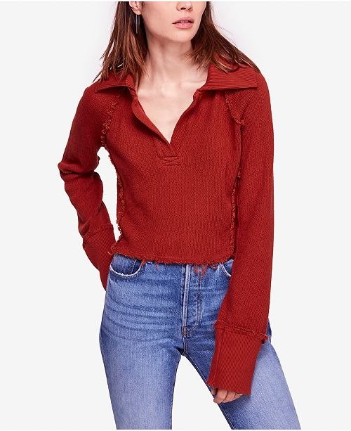 Darcy Frayed Cotton Long-Sleeve Sweater