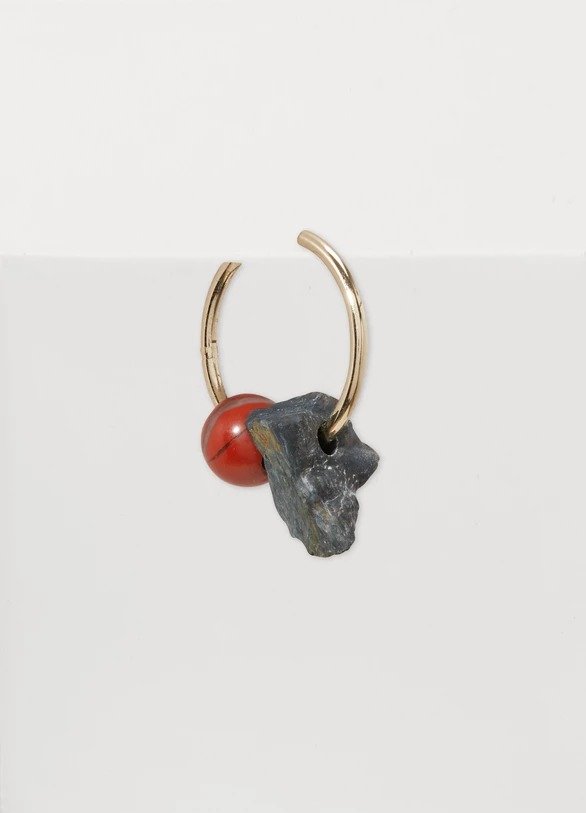 Metal and stones single earring