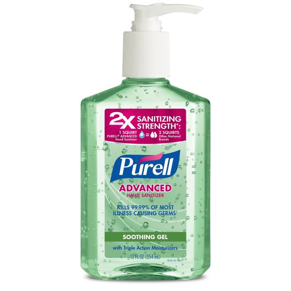 (3 pack) PURELL Advanced Hand Sanitizer Soothing Gel, Fresh Scent with Aloe and Vitamin E, 12 Oz Pump