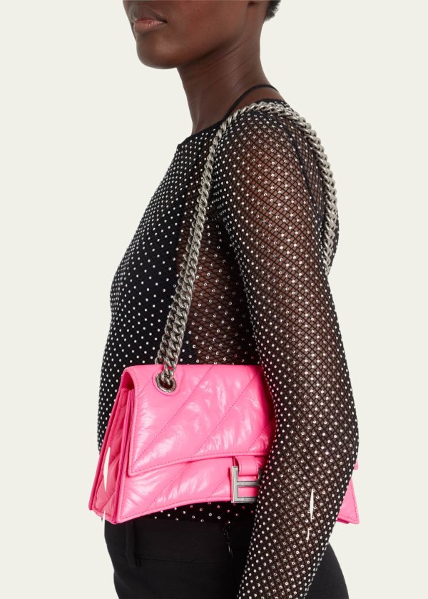 Crush Quilted Leather Chain Shoulder Bag