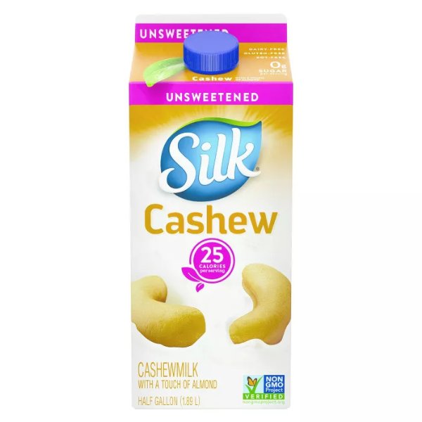 Silk Unsweetened Cashew Milk - 0.5gal