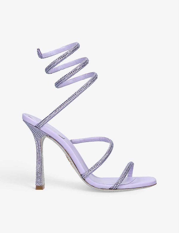 Cleo crystal-embellished satin heeled sandals
