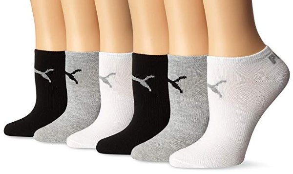 Women's Non Terry No Show Low Cut Athletic Sport Sock 6-Pack,Grey/White/Black,9-11