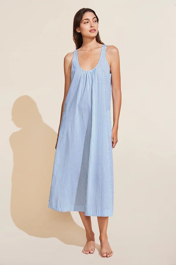 Organic Sandwashed Cotton Two-Way Dress - Nautico Stripe Azure