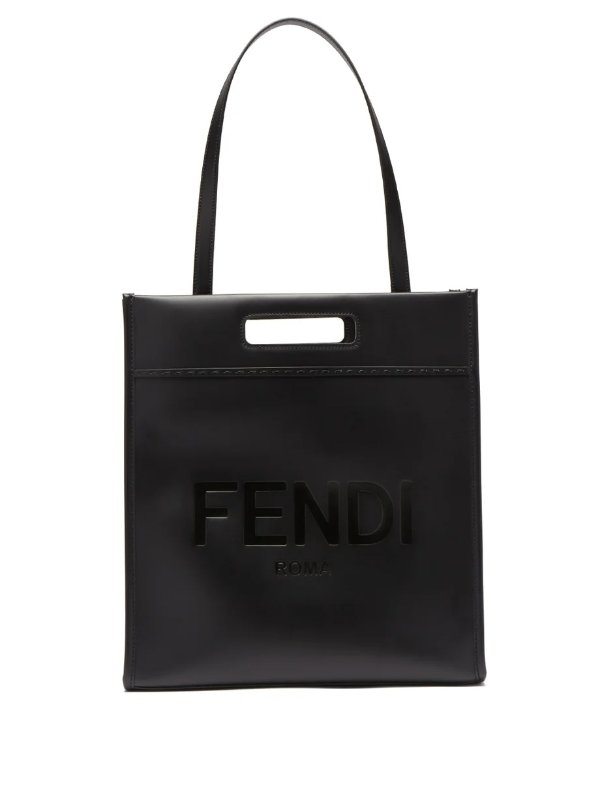 Logo-debossed leather tote bag | Fendi