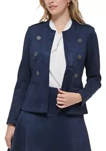Women's Long Sleeve Open Front Suede Jacket