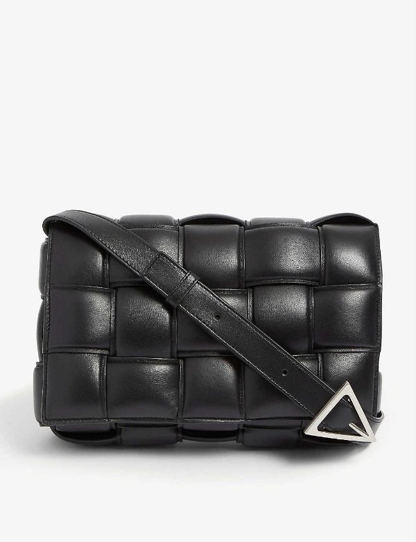 Padded Cassette intrecciato leather cross-body bag