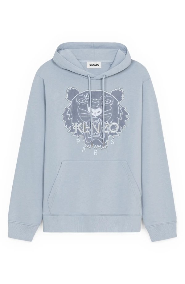 Embroidered Tiger Logo Cotton Hoodie