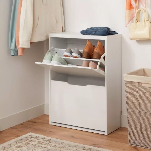 Laminate Pivot Open Shoe Cabinet White - Brightroom™