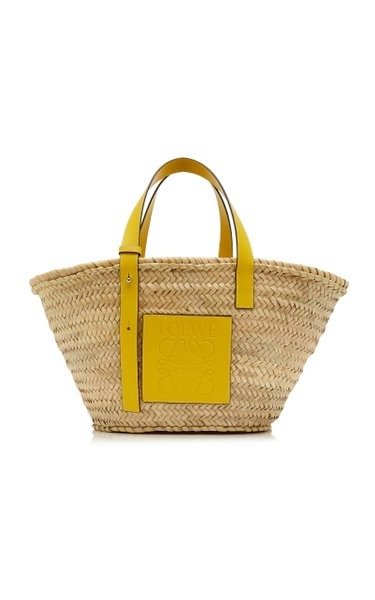 Small Raffia and Leather Basket Bag