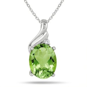 1.75 Carat Peridot and Diamond Pendant in .925 Sterling Silver