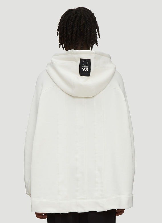 Hooded Chenille Stripe Back Sweatshirt in White