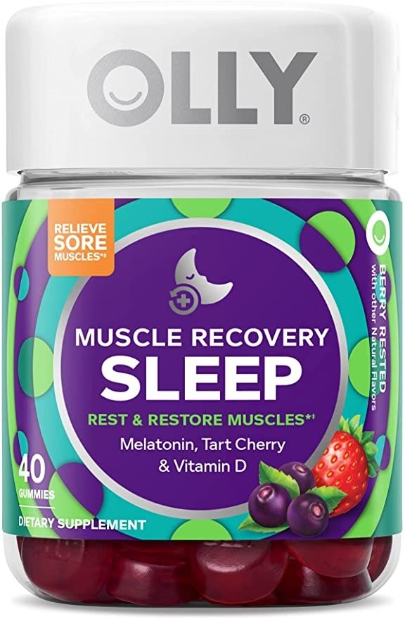 Muscle Recovery Sleep Gummies, Sleep and Sore Muscle Support, 3mg Melatonin, Tart Cherry, Vitamin D, Berry Flavor - 40 Count