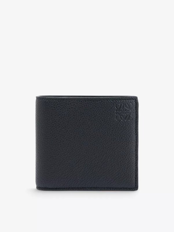 Anagram-embossed leather bifold wallet