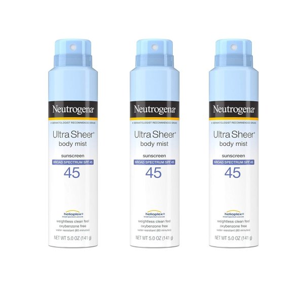 Neutrogena 防水哑光身体防晒喷雾3瓶装热卖 仅部分用户