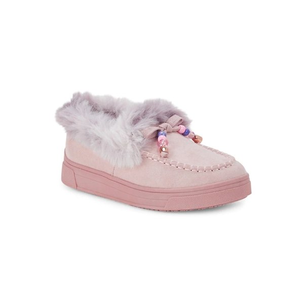 Girl’s Jhugz Faux-Fur-Trim Slip-On Sneakers