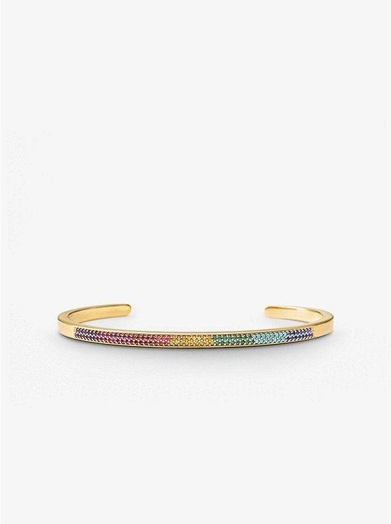 14K Gold-Plated Sterling Silver Rainbow Pave Nesting Cuff