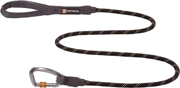Ruffwear, Knot-a-Leash Dog Leash, Reflective Rope Lead with Carabiner, Obsidian Black, Large