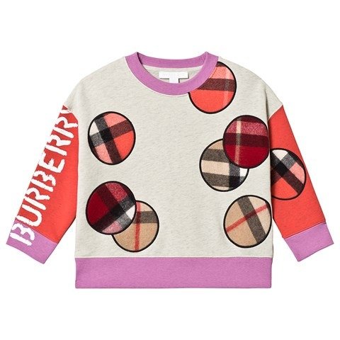 Grey And Pink Scarf Check Circle Applique Sweatshirt | AlexandAlexa