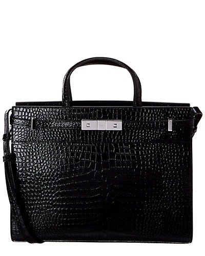 Manhattan Small Croc-Embossed Leather Tote
