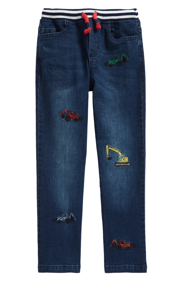 Mini Boden Kids' Applique Pull-On Denim Pants