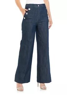 Women's Denim Trousers with Button Details