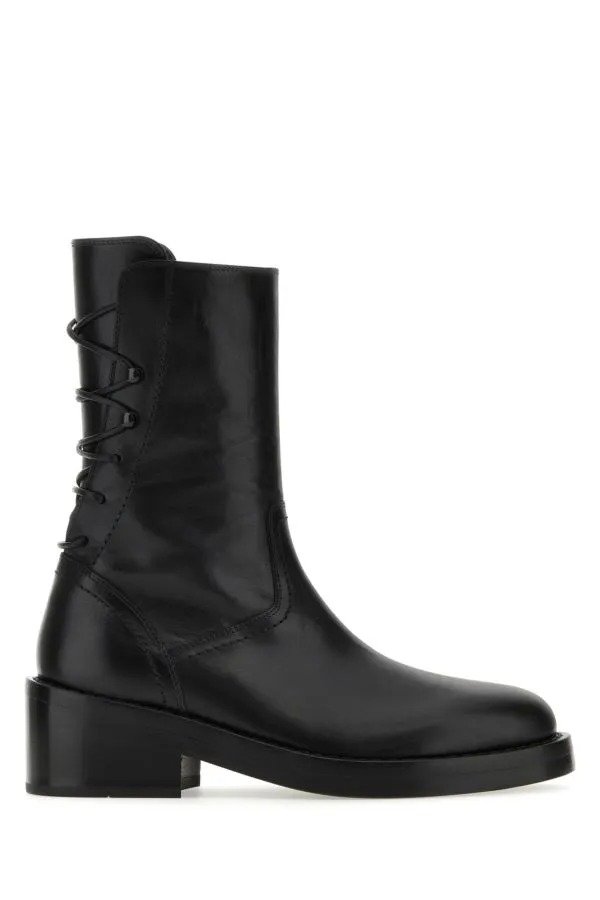 Black leather Henrica ankle boots