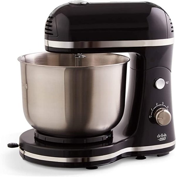 Delish byCompact Stand Mixer 3.5 Quart with Beaters & Dough Hooks Included - Black (DCSM350GB)