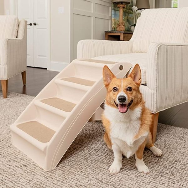 CozyUp Folding Pet Steps - Pet Stairs for Indoor/Outdoor at Home or Travel - Dog Steps for High Beds - Built-in Safety Features Includes Siderails, Non-Slip Pads - Durable, Support 150-200 lbs